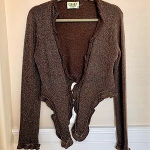 JUICY COUTURE CASHMERE Wrap Cardigan with Gold Thread